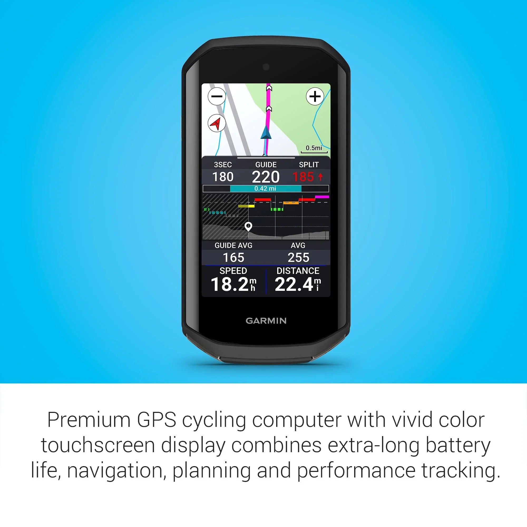 Garmin Edge® 1050, Premium Cycling Computer, Vivid Color Touchscreen Display, Built-in Speaker, Advanced Training and Group Ride Features, Road Hazard Alerts