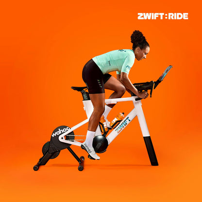 Zwift Ride frame paired with the Wahoo KICKR CORE 2 direct-drive smart trainer